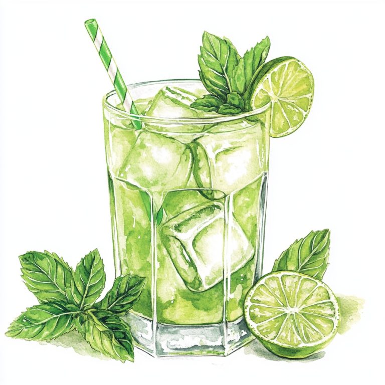 Watercolor Green Lemonade Illustration