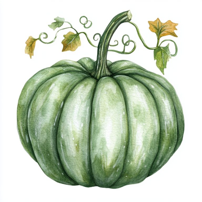 Watercolor Green Pumpkin Clipart