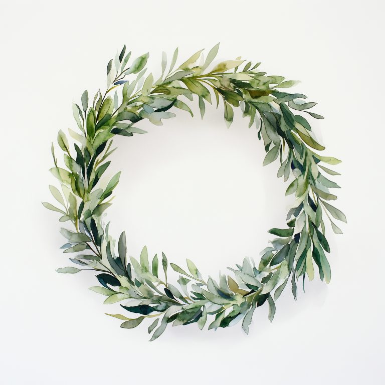 Watercolor Green Wreath