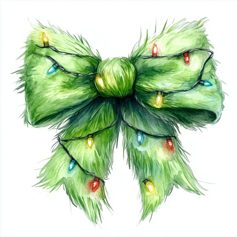 Watercolor Grinch Bow Design