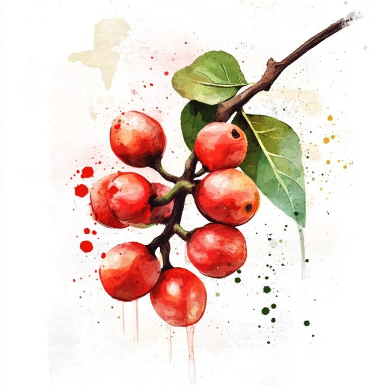 Watercolor Guarana Branch Splashes