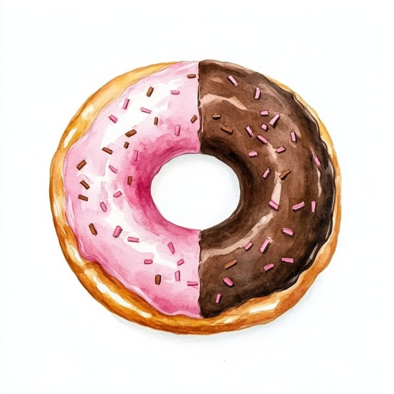 Watercolor Half Donut Illustration