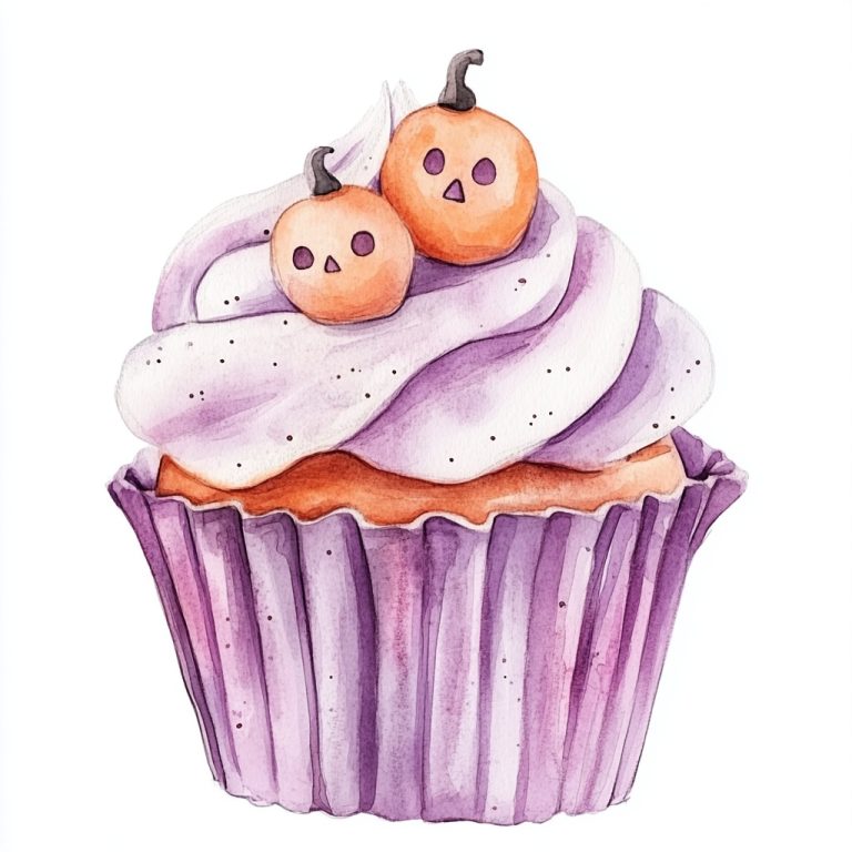 Watercolor Halloween Cupcake Clipart