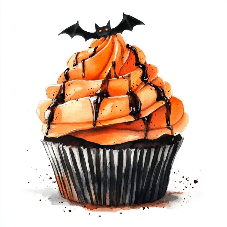 Watercolor Halloween Cupcake Design