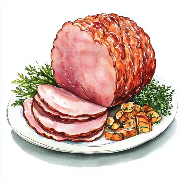 Watercolor Ham Clipart Plate