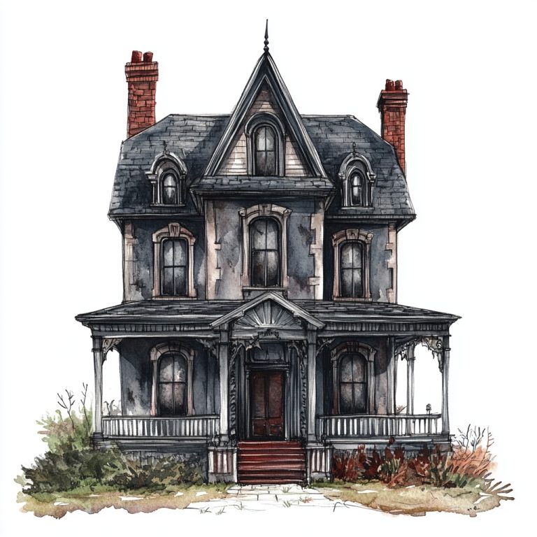 Watercolor Haunted Mansion Illustration