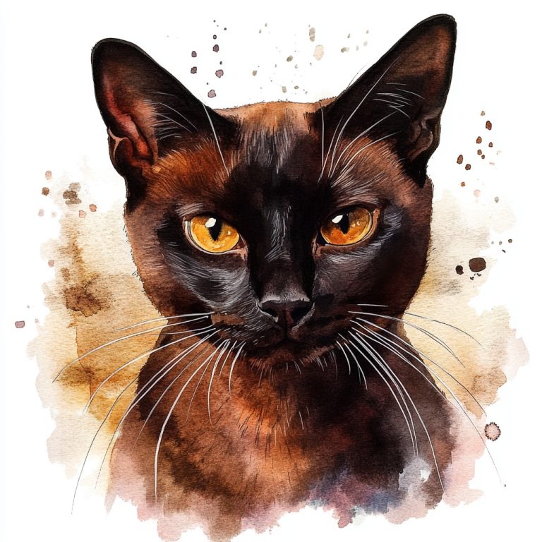 Watercolor Havana Brown Cat