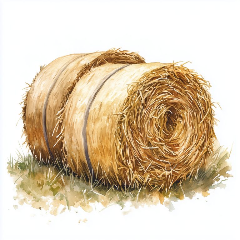 Watercolor Hay Bales Illustration