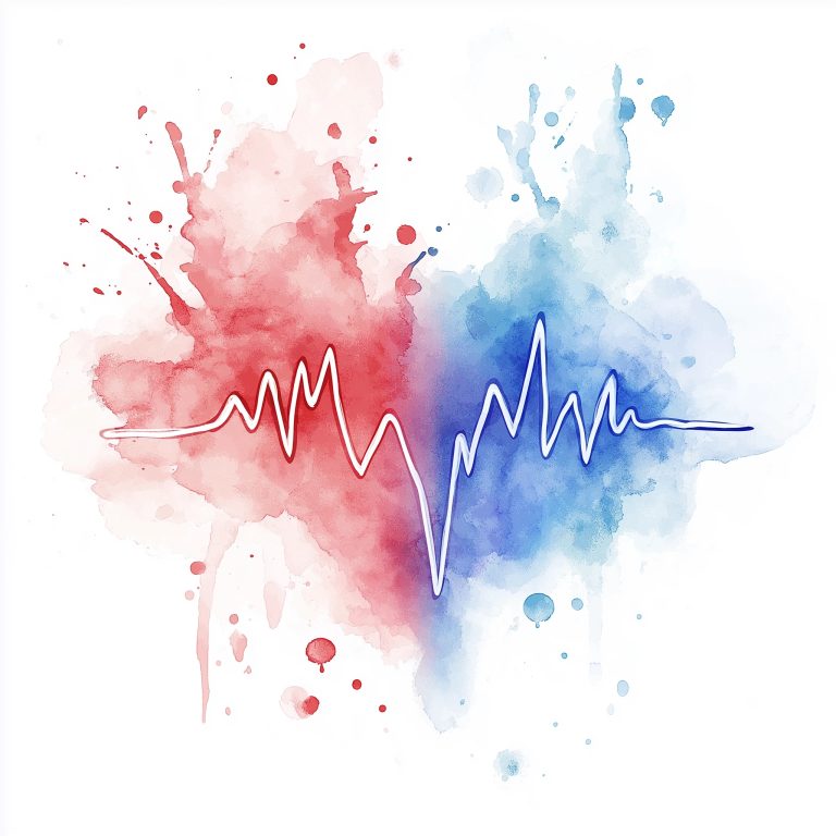 Watercolor Heart Pulse Line