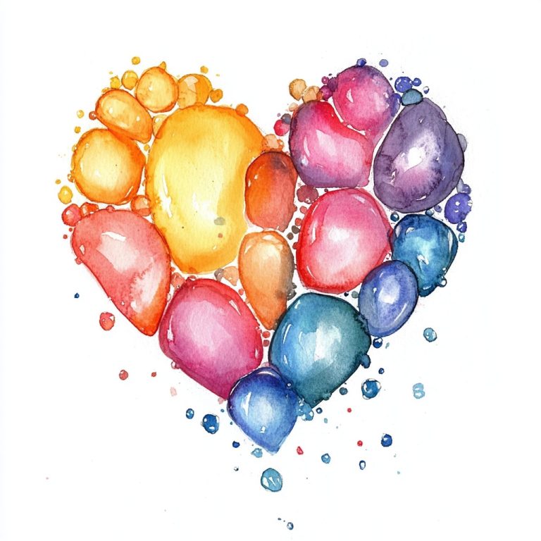 Watercolor Heart Shaped Bubbles