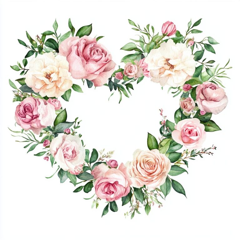 Watercolor Heart Wreath