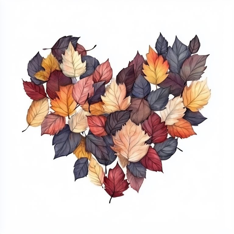 Watercolor Heart of Leaves