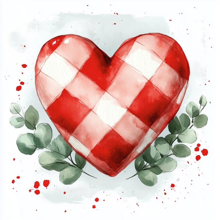 Watercolor Heart with Eucalyptus