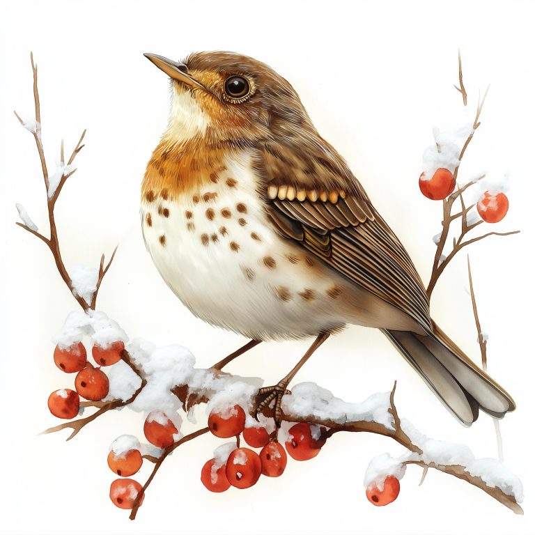 Watercolor Hermit Thrush Clipart