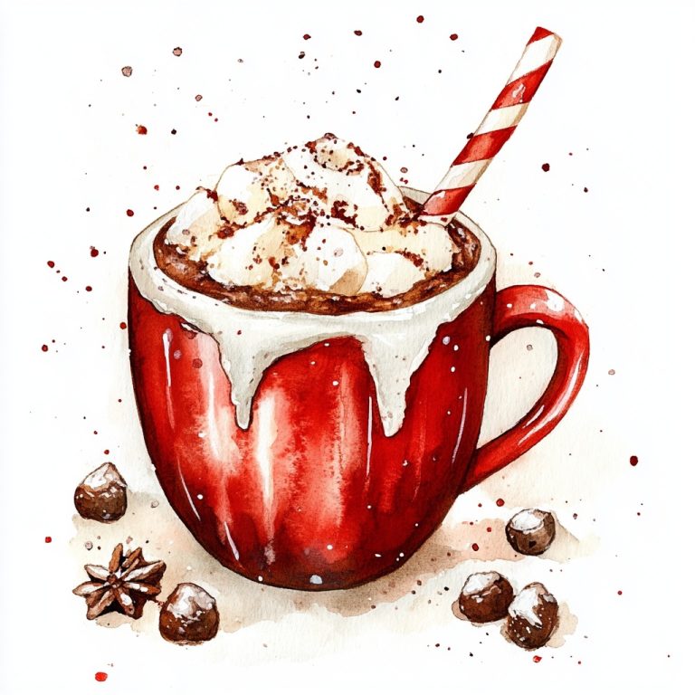 Watercolor Hot Cocoa Illustration