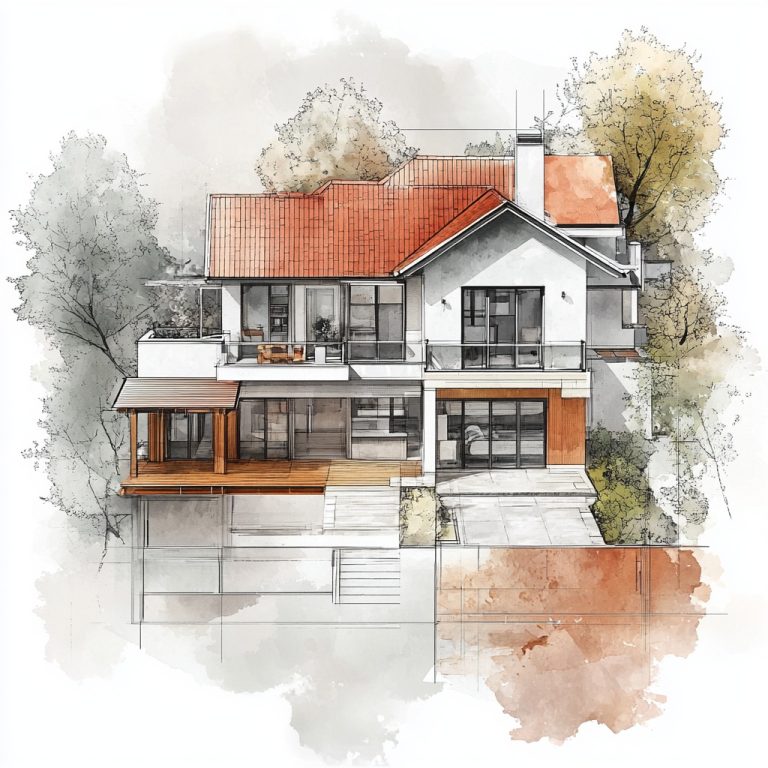 Watercolor House Plan Design