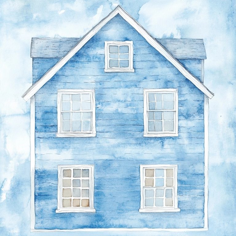 Watercolor House with Texture