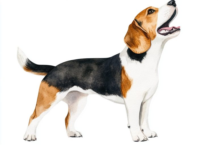 Watercolor Howling Beagle