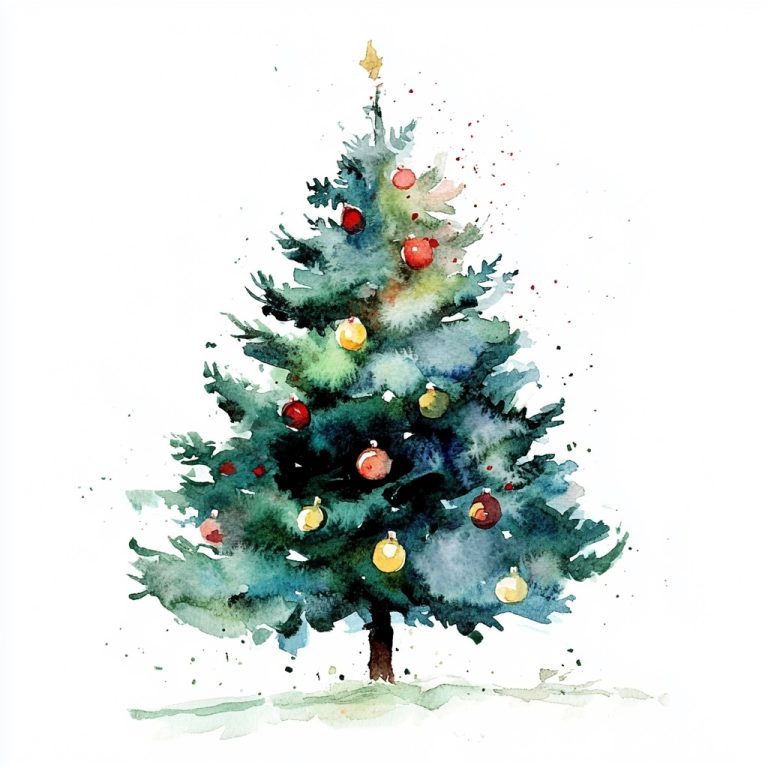 Watercolor Ink Christmas Tree