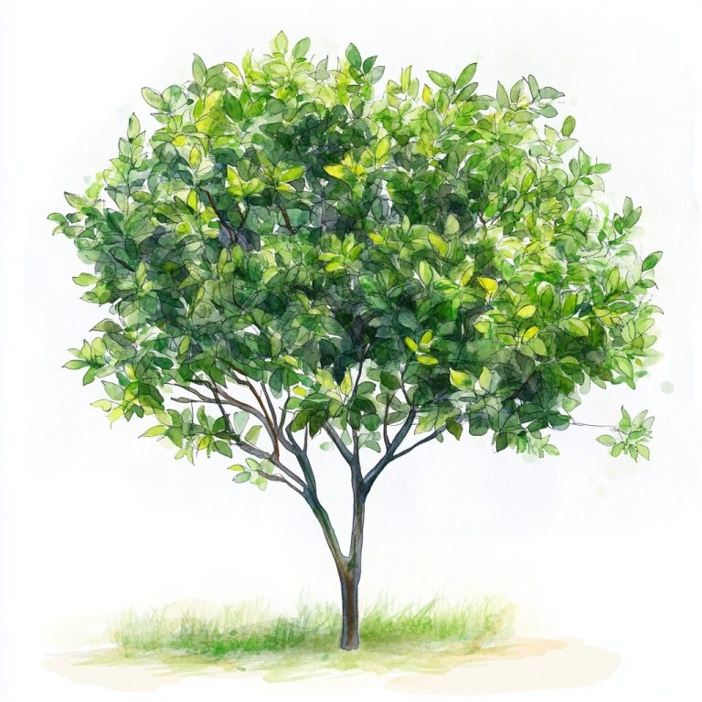 Watercolor Japanese Privet Tree