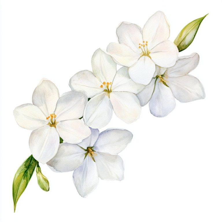 Watercolor Jasmine Blossoms