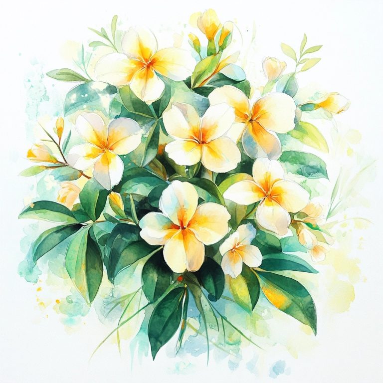 Watercolor Jasmine Bouquet Illustration