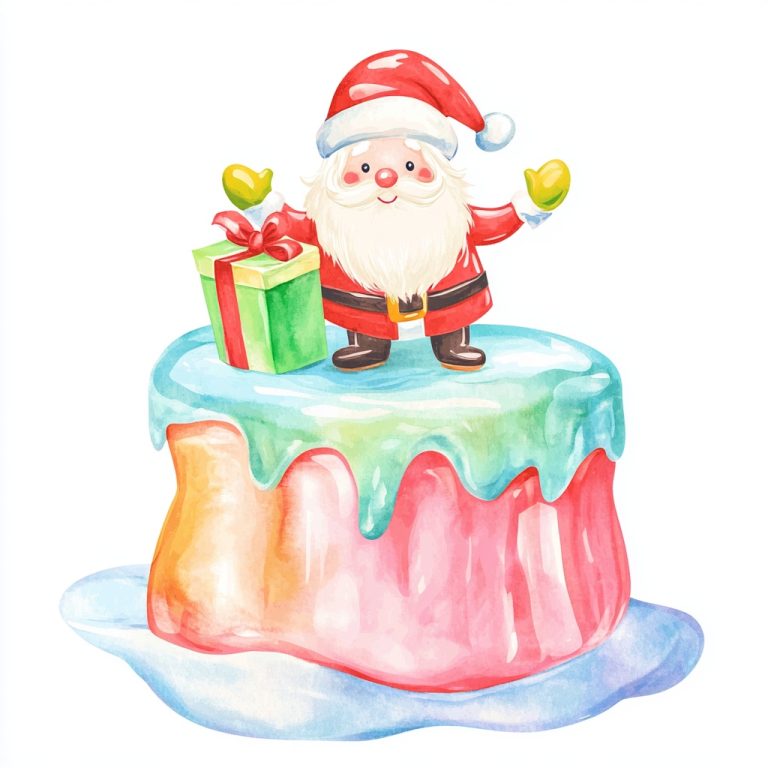 Watercolor Jelly Santa Claus