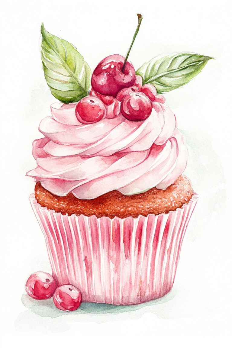 Watercolor Juicy Cupcake