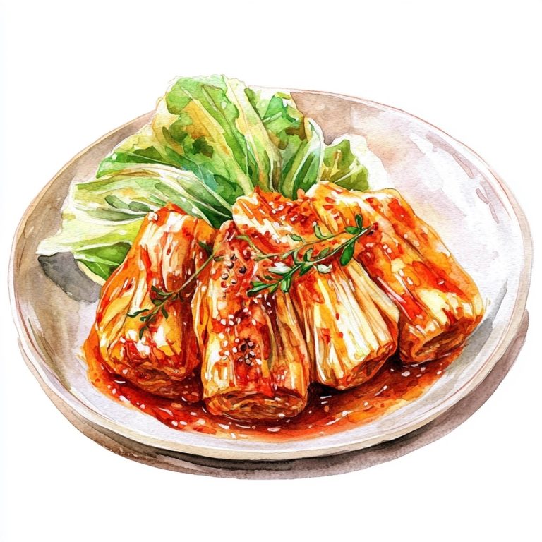 Watercolor Kimchi Plate