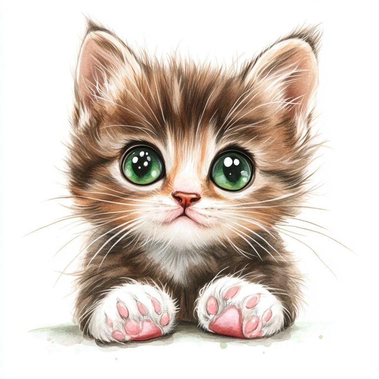 Watercolor Kitten Illustration