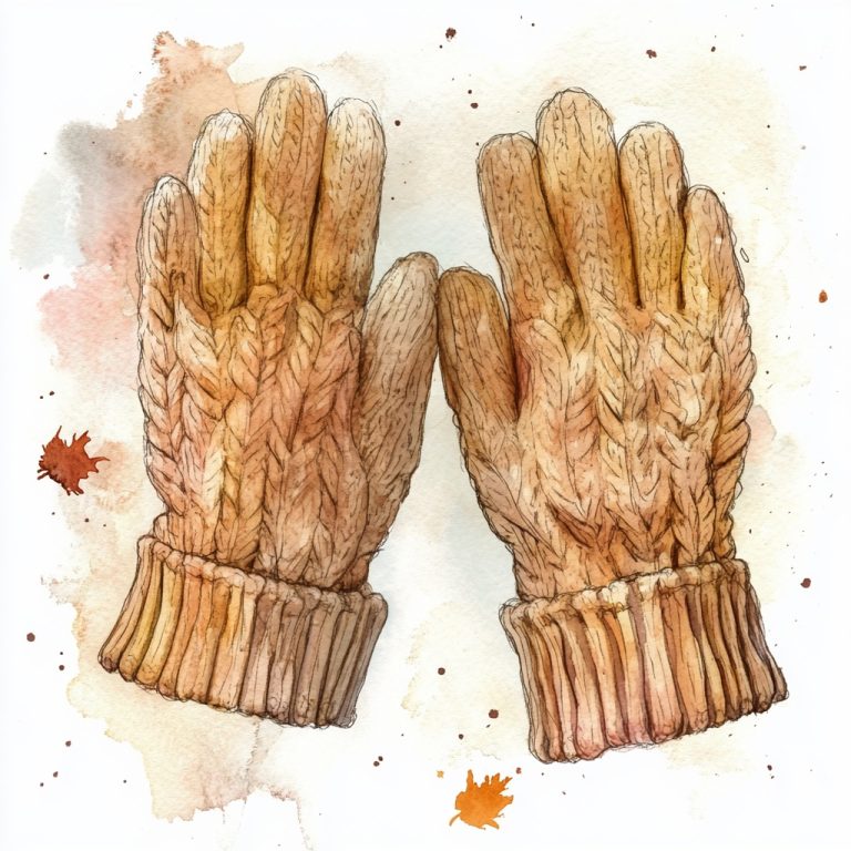 Watercolor Knitted Beige Gloves