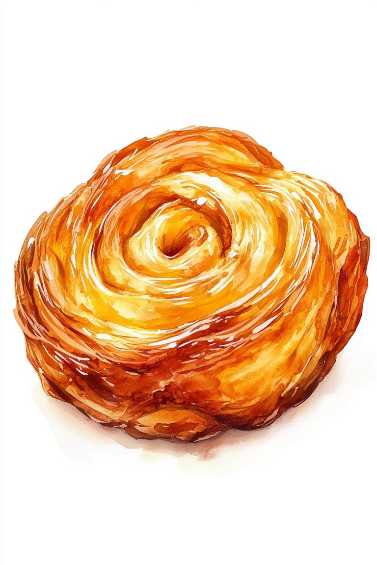 Watercolor Kouign Amann Detail