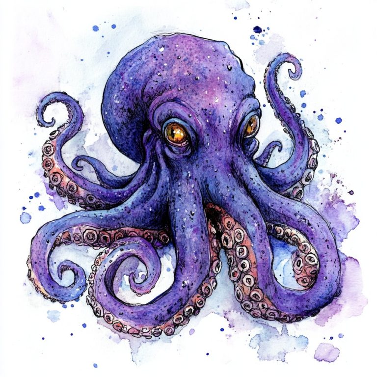 Watercolor Kraken Illustration