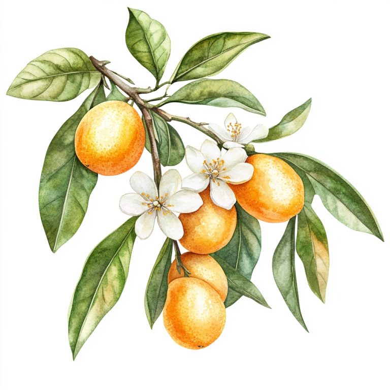 Watercolor Kumquat Branch