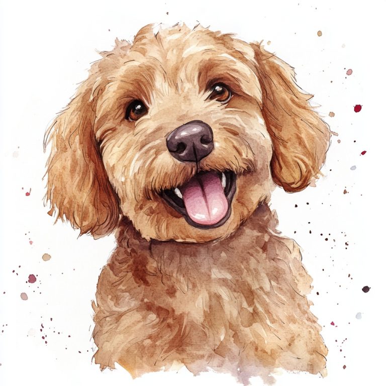 Watercolor Labradoodle Portrait