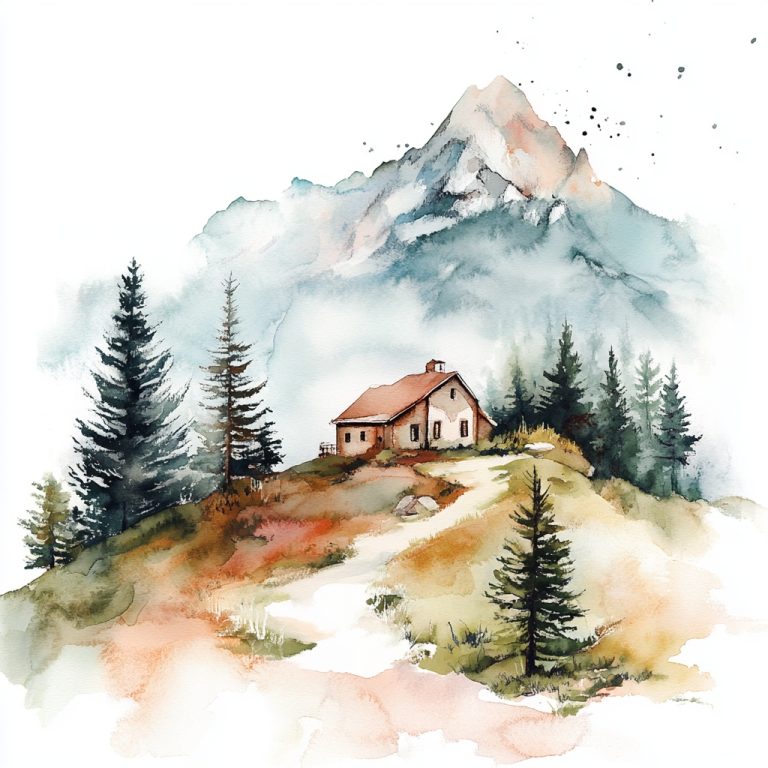 Watercolor Landscapes on White