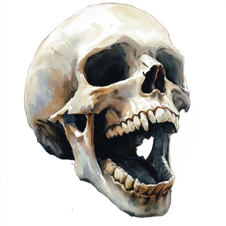 Watercolor Laughing Skull