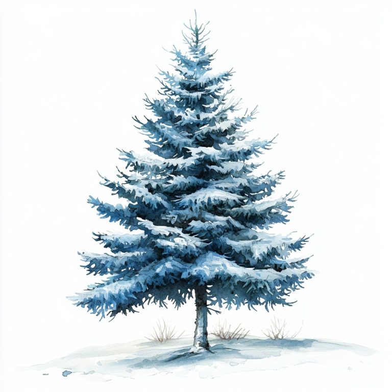 Watercolor Leafless Fir Tree