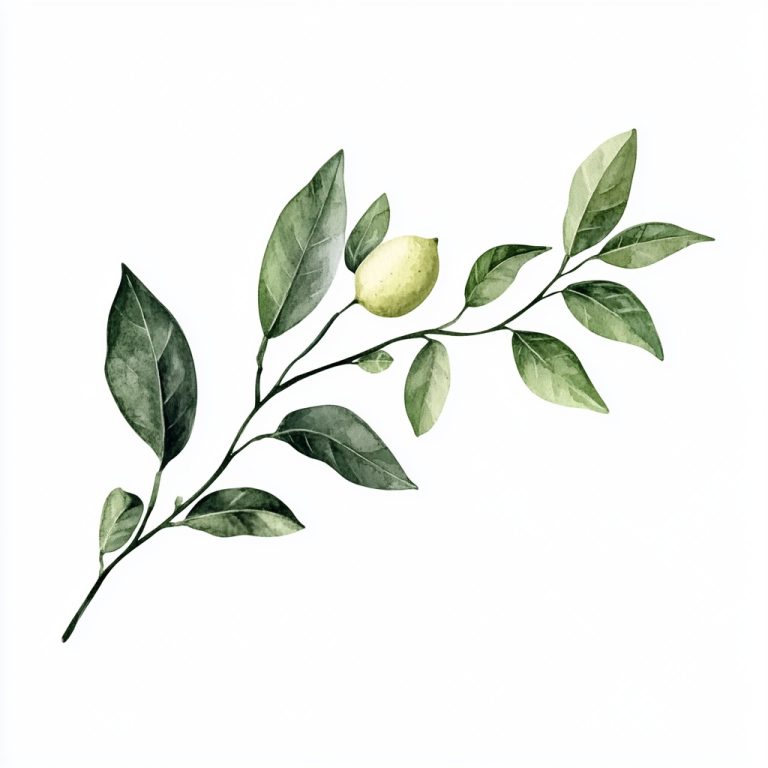 Watercolor Lemon Branch Clipart