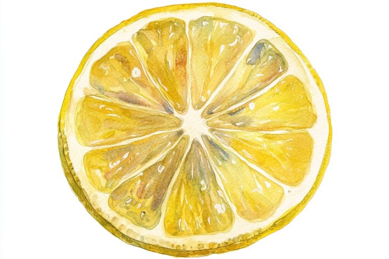 Watercolor Lemon Slice Illustration