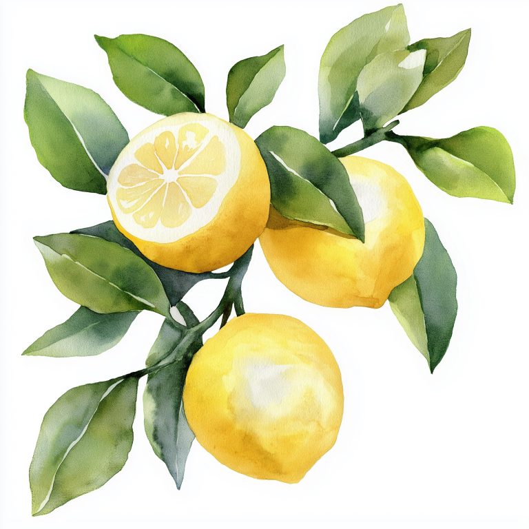 Watercolor Lemon Tree Illustration