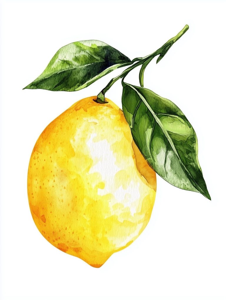 Watercolor Lemon with Crown