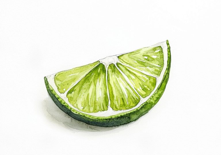 Watercolor Lime Slice Illustration