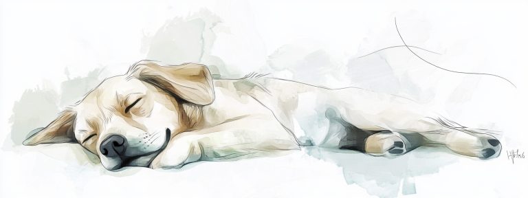 Watercolor Line Drawing Dog