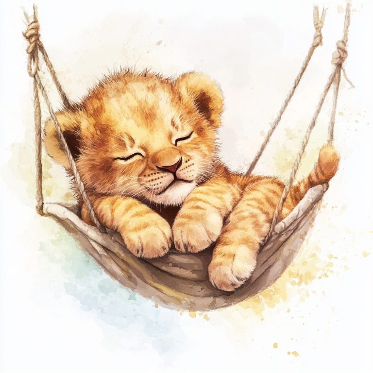 Watercolor Lion Cub Hammock