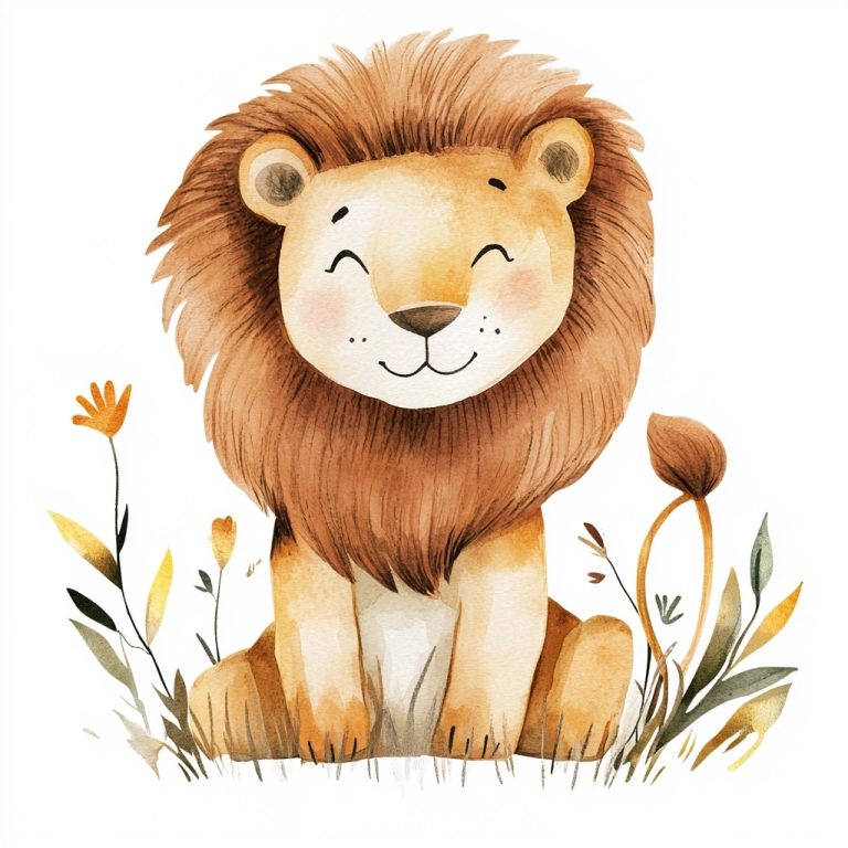 Watercolor Lion Illustration