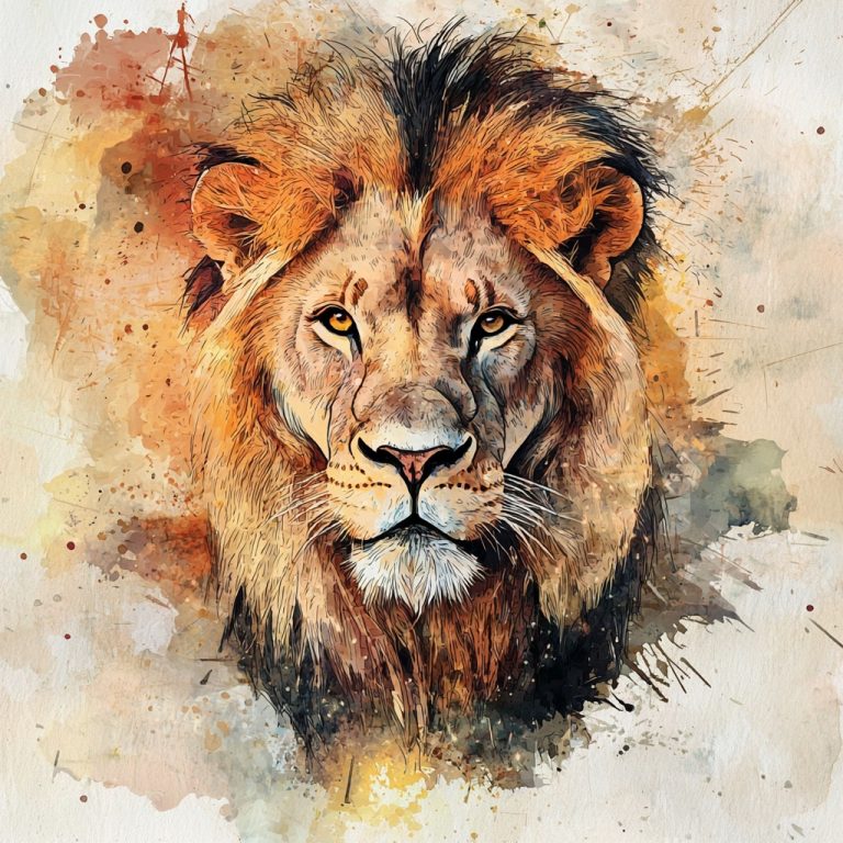 Watercolor Lion Portrait