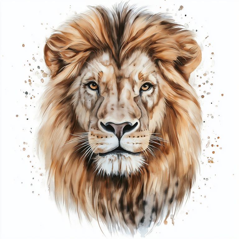 Watercolor Lion Portrait Clipart