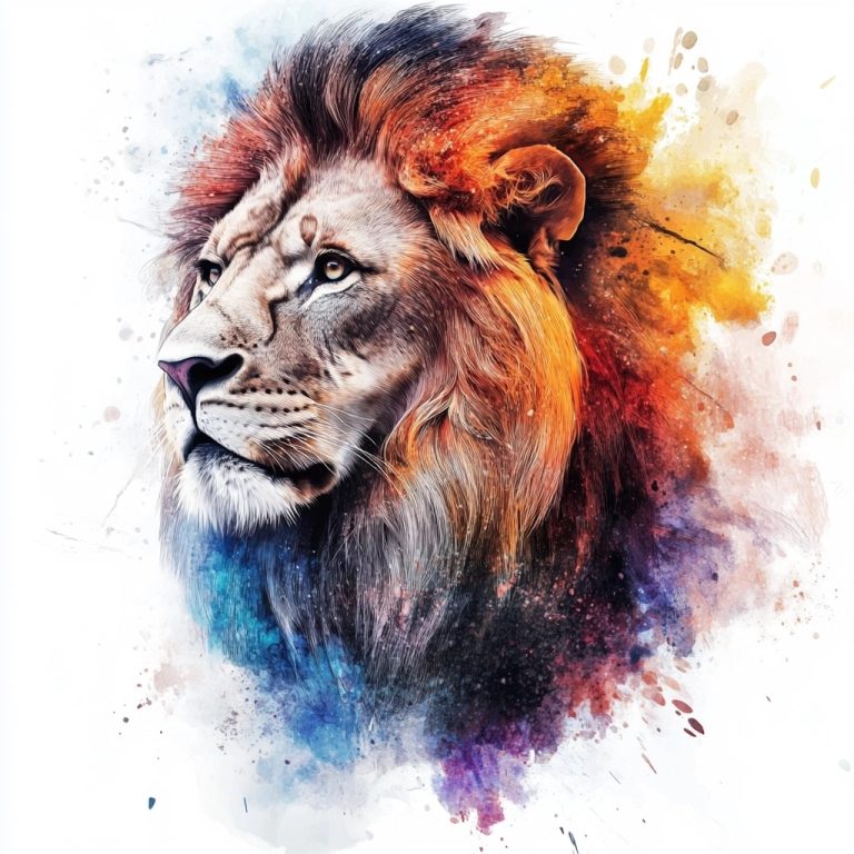 Watercolor Lion Profile