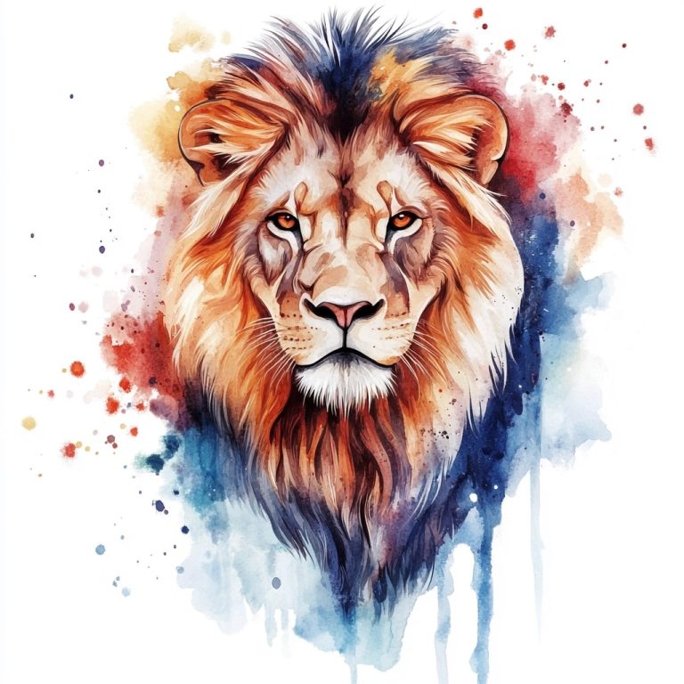 Watercolor Lions and Cubs